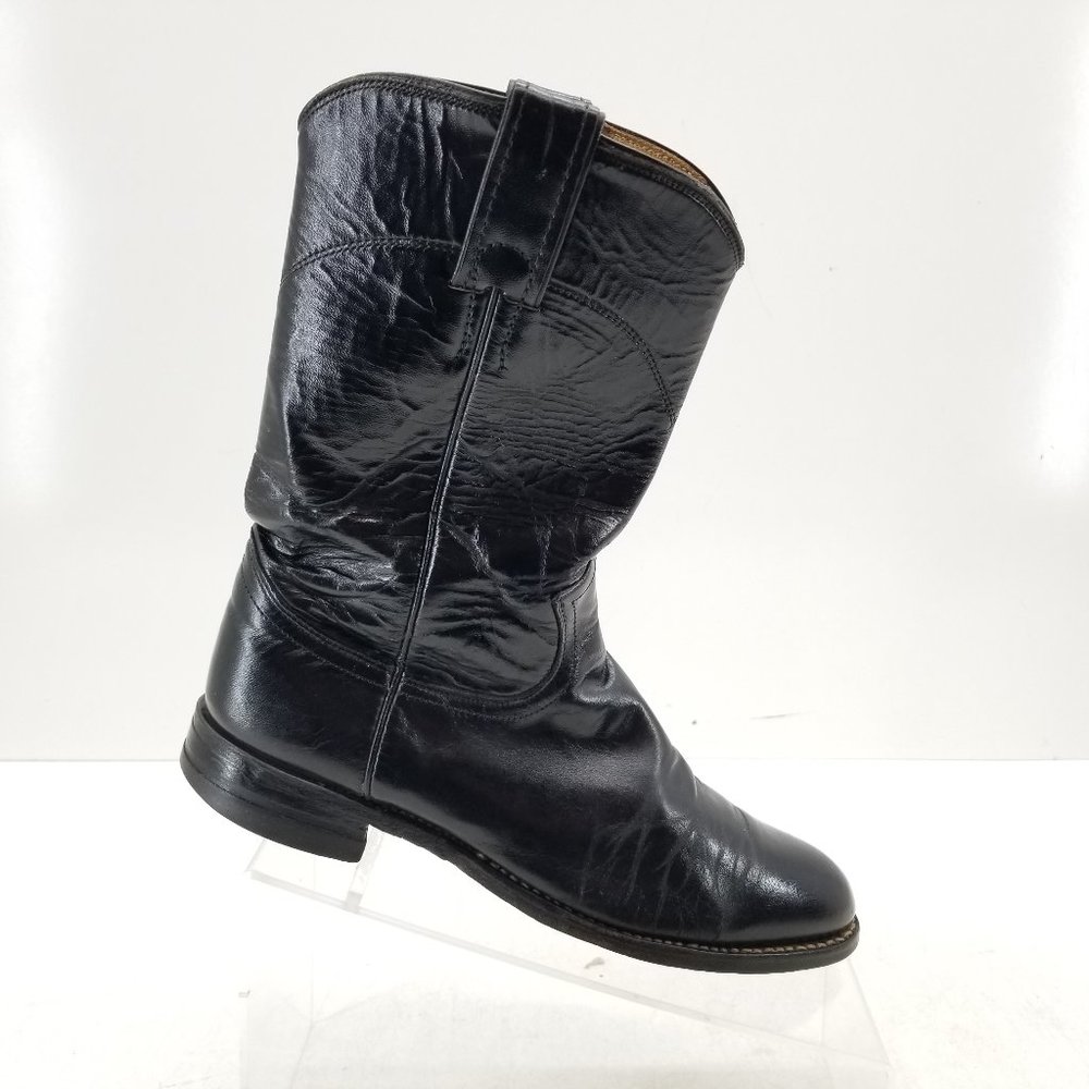 Justin Womens Size 7 A BLACK Leather Western Cowboy Boots L3703